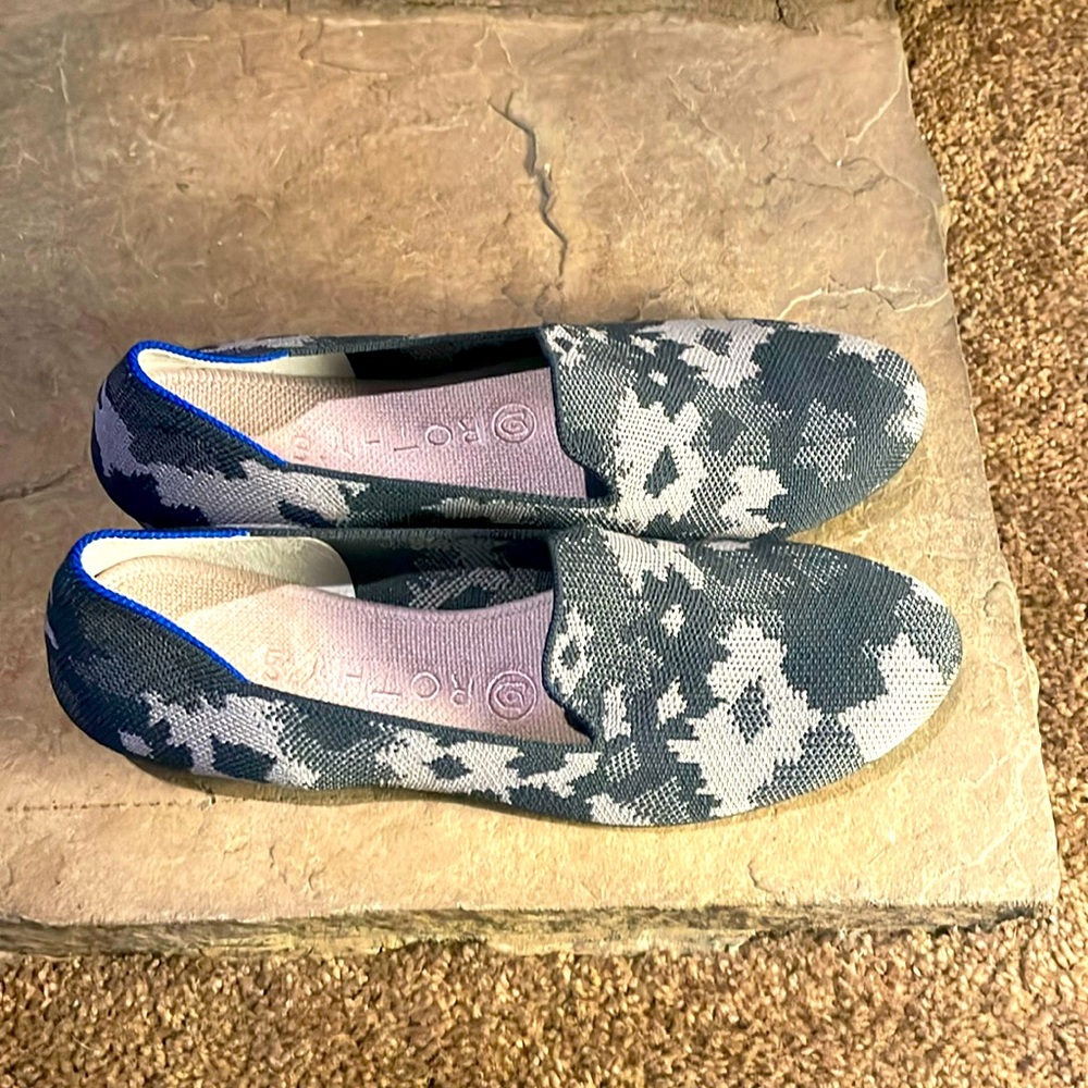 Rothy's Blue and Gray Camouflage Loafers